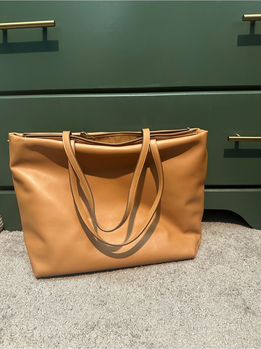 a new day Tan Faux Leather Tote Bag